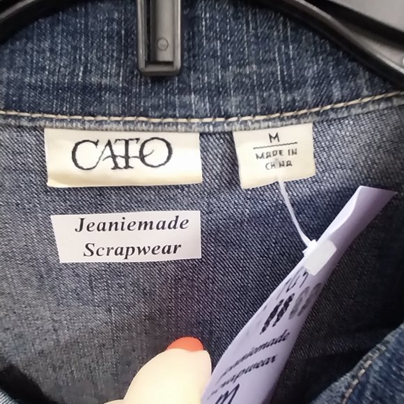 2769 Size M Cato Upcycled Jean Jacket, Tunic - Picture 4 of 7